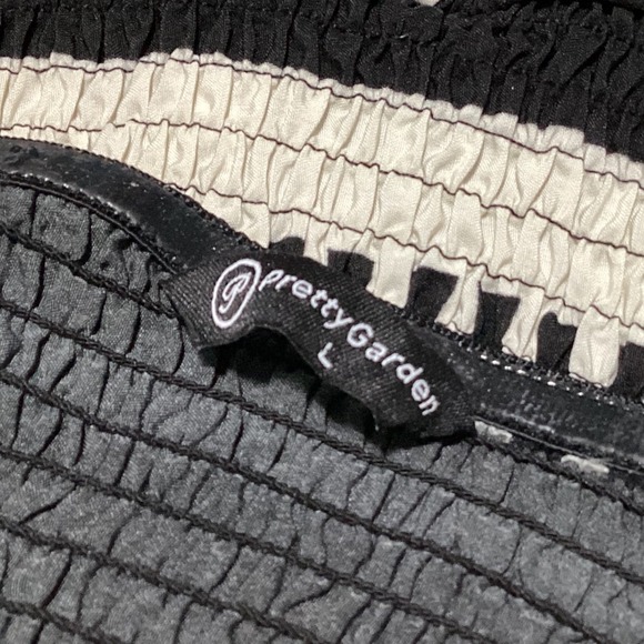 PrettyGarden Strapless Black‎ White Wide Leg Jumpsuit Women's Size L Boho Romper - Picture 8 of 8